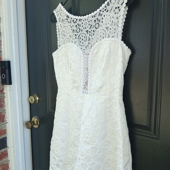 Lilly Pulitzer Dress Womens 4 Off White Raegan Sleeveless Lace Fit Flare Bridal - Picture 3 of 16
